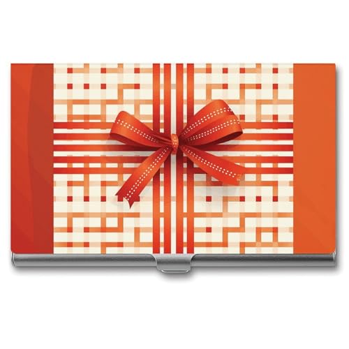 NWTRK Visitenkartenetui Slim Portable Metall Visitenkartenetui Geschenkkarte mit Schleife Tasche Namenskartenhalter Brieftasche für Männer Frauen Büro Reisen, Stil: von NWTRK