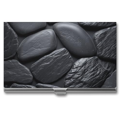 NWTRK Visitenkartenetui Slim Portable Metall Visitenkartenetui Schwarz Stein Tasche Namenskartenhalter Brieftasche für Männer Frauen Büro Reisen, Stil: von NWTRK