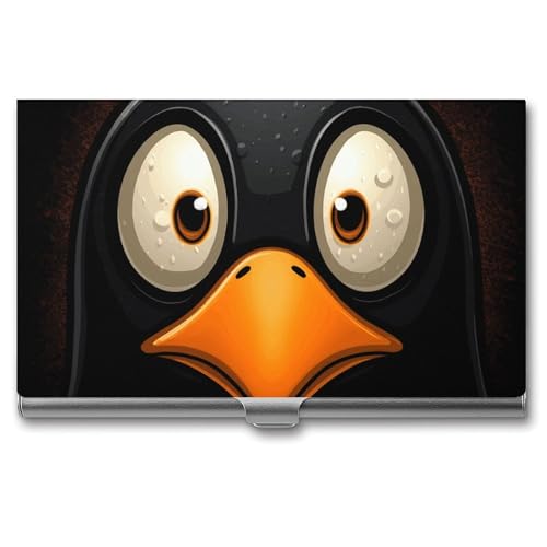 NWTRK Visitenkartenhalter, schlank, tragbar, Metall, Pinguinkopf, mit großen Augen, Tasche, Namenskartenhalter, Geldbörse für Männer und Frauen, Büro, Reisen, Stil: von NWTRK