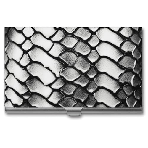 NWTRK Visitenkartenhalter, schlank, tragbar, Metall, Schlangenhaut, Schwarz und Weiß, Tasche, Namenskartenhalter, Brieftasche für Männer und Frauen, Büro, Reisen, Stil: von NWTRK