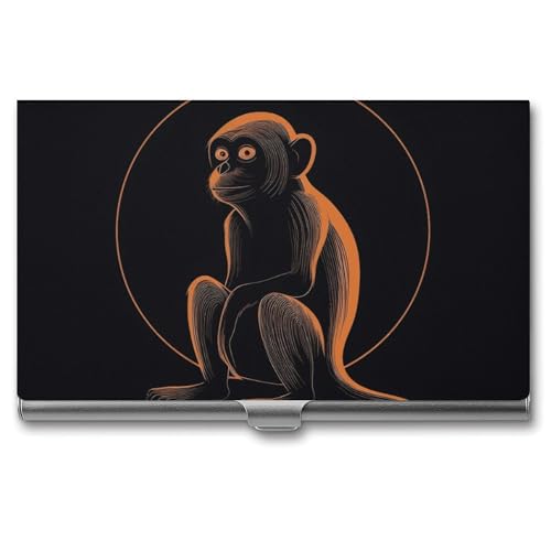 NWTRK Visitenkartenhalter, schlank, tragbar, Metall, Visitenkartenetui, Affenlinie, Zeichentasche, Namenskartenhalter, Brieftasche für Männer und Frauen, Büro, Reisen, Stil: von NWTRK