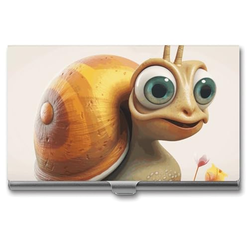 NWTRK Visitenkartenhalter, schlank, tragbar, Metall, Visitenkartenetui, Cartoon-Schnecke, Tasche, Namenskartenhalter, Geldbörse für Männer und Frauen, Büro, Reisen, Stil: von NWTRK