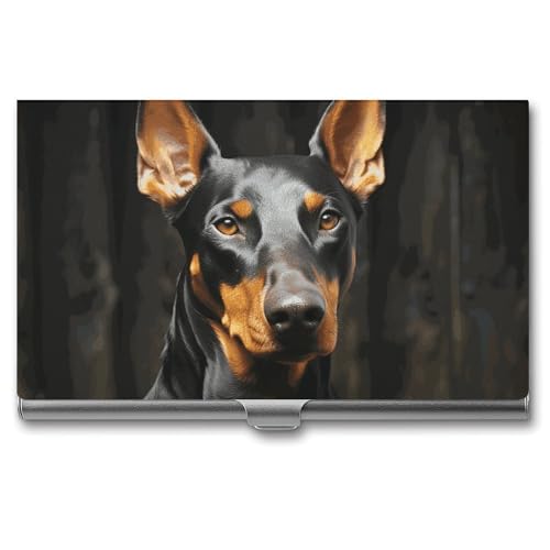 NWTRK Visitenkartenhalter, schlank, tragbar, Metall, Visitenkartenetui, Dobermann, Tasche, Namenskartenhalter, Brieftasche für Männer und Frauen, Büro, Reisen, Stil: von NWTRK