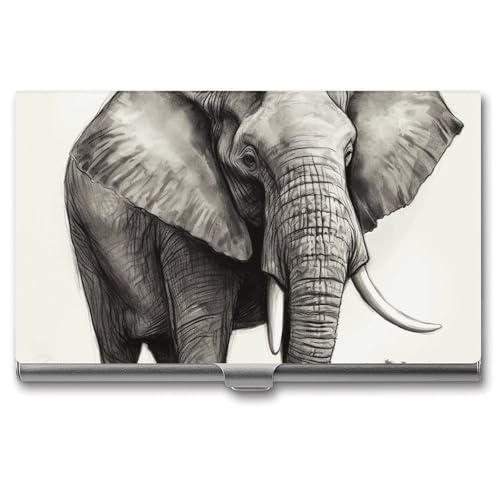 NWTRK Visitenkartenhalter, schlank, tragbar, Metall, Visitenkartenetui, Elefant, Skizzentasche, Namenskartenhalter, Brieftasche für Männer und Frauen, Büro, Reisen, Stil: von NWTRK
