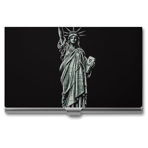 NWTRK Visitenkartenhalter, schlank, tragbar, Metall, Visitenkartenetui, Freiheitsstatue, Tasche, Namenskartenhalter, Brieftasche für Männer und Frauen, Büro, Reisen, Stil: von NWTRK