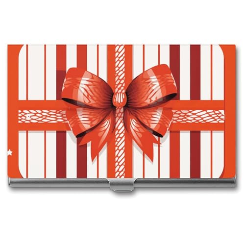 NWTRK Visitenkartenhalter, schlank, tragbar, Metall, Visitenkartenetui, Geschenkkarte mit rotem Band, Tasche, Namenskartenhalter, Brieftasche für Männer und Frauen, Büro, Reisen, Stil: von NWTRK