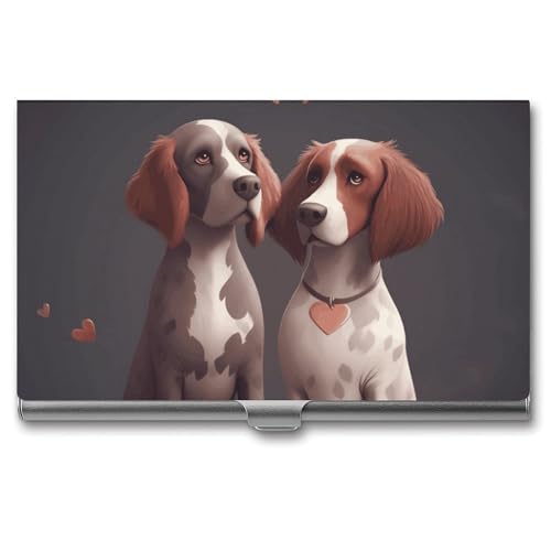 NWTRK Visitenkartenhalter, schlank, tragbar, Metall, Visitenkartenetui, Hund posiert in Herzform, Tasche, Namenskartenhalter, Geldbörse für Männer und Frauen, Büro, Reisen, Stil: von NWTRK