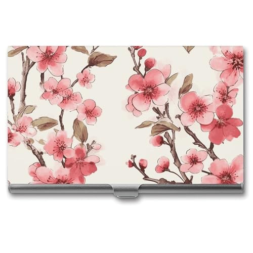 NWTRK Visitenkartenhalter, schlank, tragbar, Metall, Visitenkartenetui, Kirschblüte, Tasche, Namenskartenhalter, Brieftasche für Männer und Frauen, Büro, Reisen, Stil: von NWTRK