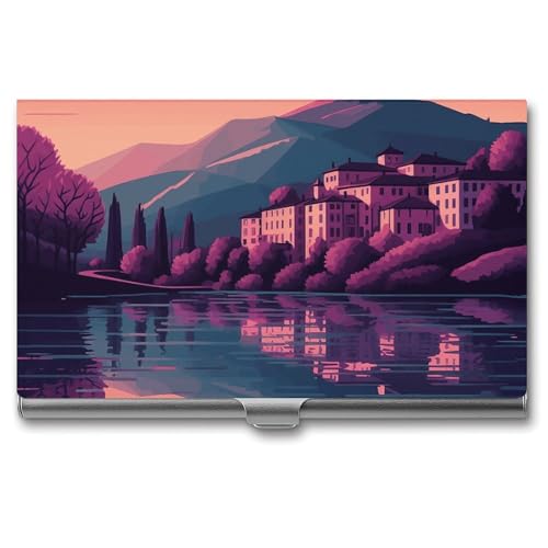 NWTRK Visitenkartenhalter, schlank, tragbar, Metall, Visitenkartenetui, animierte Illustration, Tasche, Namenskartenhalter, Brieftasche für Männer und Frauen, Büro, Reisen, Stil: von NWTRK