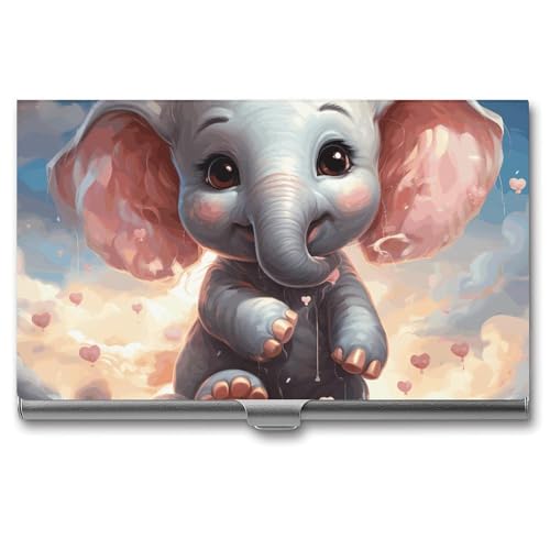 NWTRK Visitenkartenhalter, schlank, tragbar, Metall, Visitenkartenetui, niedlicher Elefant, Tasche, Namenskartenhalter, Brieftasche für Männer und Frauen, Büro, Reisen, Stil: von NWTRK