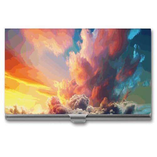 NWTRK Visitenkartenhalter, schlank, tragbar, Metall, Visitenkartenetui, schöne Wolken, Tasche, Namenskartenhalter, Brieftasche für Männer und Frauen, Büro, Reisen, Stil: von NWTRK