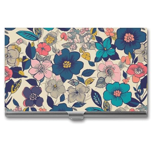 NWTRK Visitenkartenhalter Slim Portable Metall Visitenkartenetui Blumen Tasche Namenskartenhalter Brieftasche für Männer Frauen Büro Reisen, Stil: von NWTRK