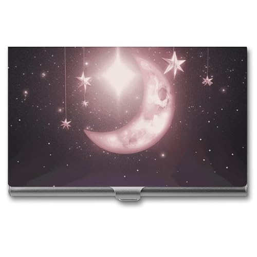 NWTRK Visitenkartenhalter Slim Portable Metall Visitenkartenetui Mond Sterne Tasche Namenskartenhalter Brieftasche für Männer Frauen Büro Reisen, Stil: von NWTRK