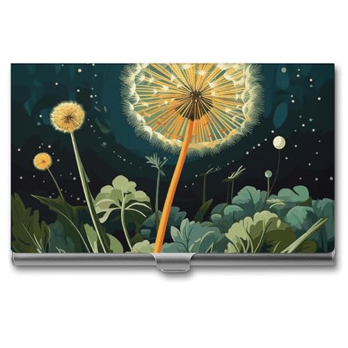 Visitenkartenhalter, schlank, tragbar, Metall, Visitenkartenetui, Löwenzahn bei Nacht, Tasche, Namenskartenhalter, Brieftasche für Männer und Frauen, Büro, Reisen, Stil: von NWTRK