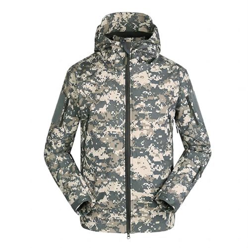 NXDRS Militärische taktische Jacke für Herren, Softshelljacke, Jagdmantel, mit Kapuze, Skijacken, Fleece-Wintermantel (CLMC,5XL) von NXDRS