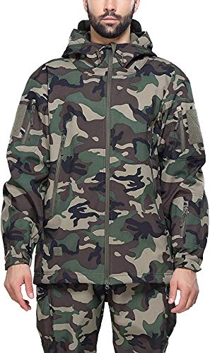 NXDRS Militärische taktische Jacke für Herren, Softshelljacke, Jagdmantel, mit Kapuze, Skijacken, Fleece-Wintermantel (CLMC,M) von NXDRS