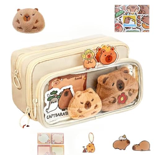 NXJJGQVM Capybara Kinder Schreibwaren Set, Niedliches Capybara Schulbedarf Set, Capybara Federmäppchen, Mehrfach Breite Mund Federmäppchen Niedlich Federmäppchen Capybara Schule Schreibwaren Set von NXJJGQVM