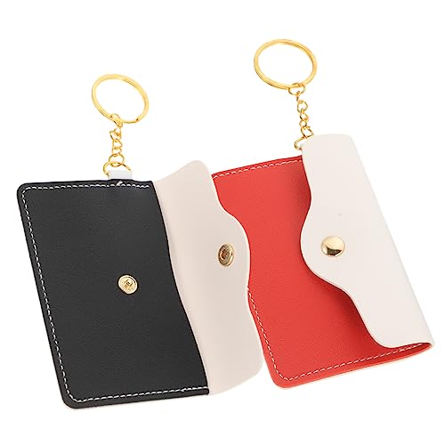 2pcs Wallet Pillenhalter Behälter Container Netter Coin Aufbewahrungstasche ID kleine Tasche mit Schlüsselkette Geld Beutel King Ring Bag Key Ring Bank Card Bag Visitenkarte Mädchen Leder kleine Karte von NXNONEPD