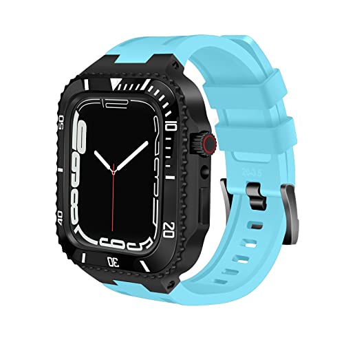 44mm Luxus -Mod -Kit -Kompatibel mit Apple Watch Band 8 7 45 mm Metallgierabdeckung für die IWatch -Serie 6 SE 5 4 Silikongurt Stahlkoffer REFIT -Set Set von NXNONEPD