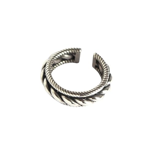 Damen Sterling Silber Silber Offene verstellbare Ringe, Vintage Distressed Twist Finger Circlet Thumb Band Schmuckgeschenk für ihre Freundin Frau Mutter Geburtstagsfestival von NXNONEPD
