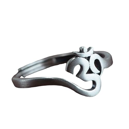 Damen Sterling Silber Silber Silber Simple Open Pensionable Ringe, Retro Distressed Sechs-Wort-Mantra-Band Schmuck für Hochzeit Eternity Versprechen Finger Circlet Geschenk von NXNONEPD