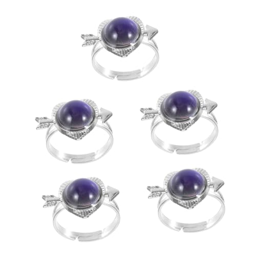 Ein Pfeil durchbohrtes Herz Edelstein Farbwechsel Ring Mini Dekoration Tier Anhänger Tierschlüssel Ringdekor aufblasbare Valentinstag Ring Frauenringe Edelsteine ​​Happy Effect Gel Juwely Metal Metall von NXNONEPD