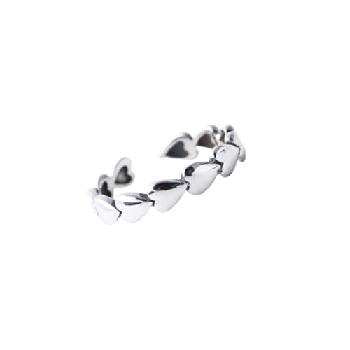 Frauen Sterling Silber Silber Simple Open verstellbare Ringe, Retro Love Heart Thumb Band Finger Circlet Schmuck Geschenk für ihre Freundin Frau Mutter Geburtstagsfestival von NXNONEPD