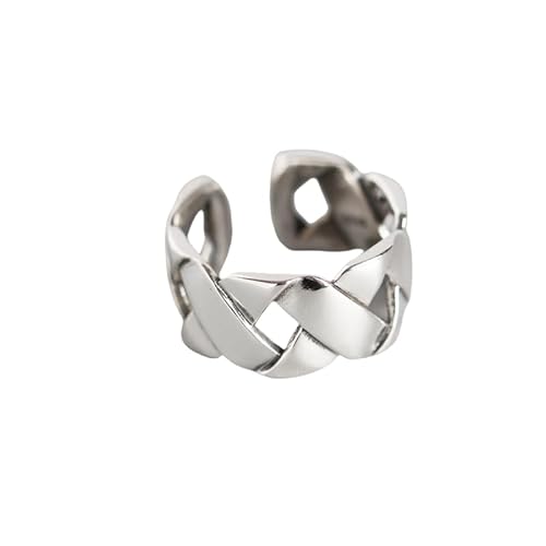 Ladies Sterling Silber Silber Weitschicht -Band Ringe Verstellbar, Retro Distressed Floided Twist Open Daumen Finger Circlet Schmuck für Party Club Y2K Rock Punk Hip Hop von NXNONEPD