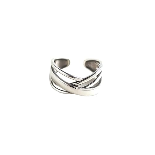 Ladies Sterling Silber Silber Wide Plain Bandringe Einstellbar, verzweifelt unregelmäßig Linie Cross Open Daumen Finger Circlet Schmuck für Party Club Y2K Rock Punk Hip Hop Ladies Sterling Silber Silber Wide Plain Bandringe Einstellbar, verzweifelt unregelmäßig Linie Cross Open Daumen Finger Circlet Schmuck für Party Club Y2K Rock Punk Hip Hop von NXNONEPD
