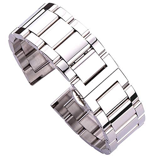NXNONEPD , Gurtarmband Edelstahl Blau Silber Damen Herren Metallgurt gerade Link 18 20 21 22 mm 23 mm 24mm Armband von NXNONEPD