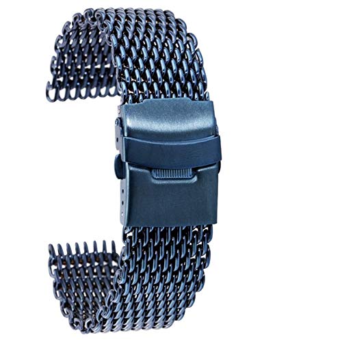 NXNONEPD , Maschengurt aus Edelstahl 18/20/22/24mm Faltverschluss Wachbänder Roségold/Blau S Armband NXNONEPD , Maschengurt aus Edelstahl 18/20/22/24mm Faltverschluss Wachbänder Roségold/Blau S Armband von NXNONEPD