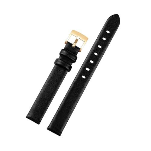 NXNONEPD 12mm/14mm Frauen kleiner Größe Flachkorn echtes Leder Uhrengurt mit silbriger/gold/rosafarbener Stiftverschluss von NXNONEPD