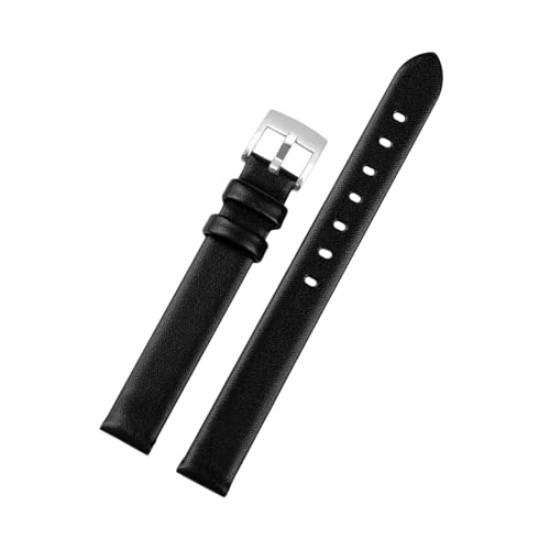 NXNONEPD 12mm/14mm Frauen kleiner Größe Flachkorn echtes Leder Uhrengurt mit silbriger/gold/rosafarbener Stiftverschluss von NXNONEPD