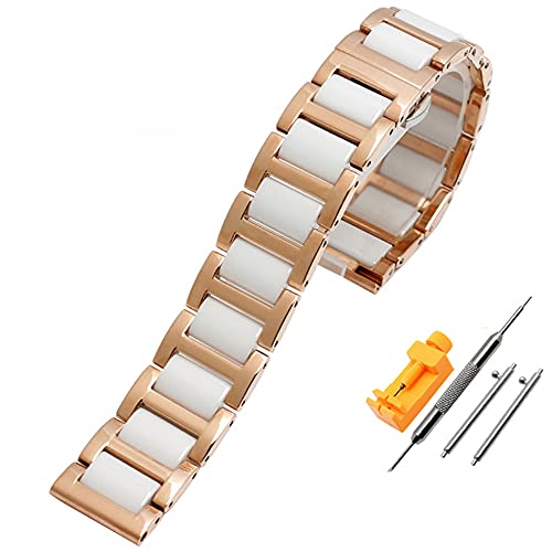 NXNONEPD 12mm 14 mm 16 mm 18 mm 20 mm 22 mm Edelstahl Keramik Uhrengurt Frauen Schmetterling Schnalle Band Stahl Uhren Band /18mm /Silber Schwarz von NXNONEPD