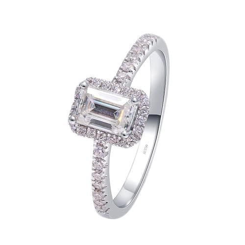 NXNONEPD 14K/18K White Moissanite Ehering, 4 Klauen Rechteck geformt 6x8mm mit 2CT Moissanite Frauen Ehering -Band -Versprechen Ringe für sie von NXNONEPD
