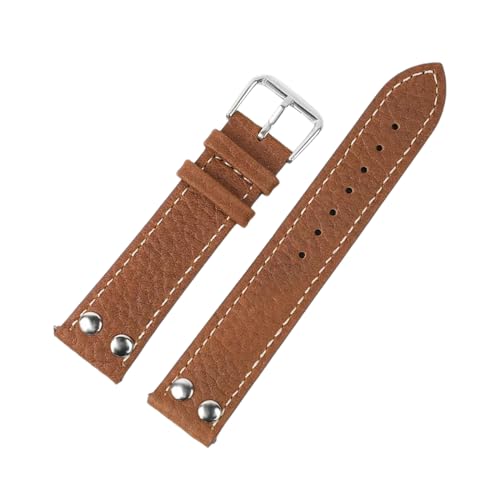 NXNONEPD 18/19/20/22/22/24mm Männer Frauen Lychee Getreide echter Leder Uhrengurt mit Nietdekoration und Schnellfreisetzungsnadel von NXNONEPD