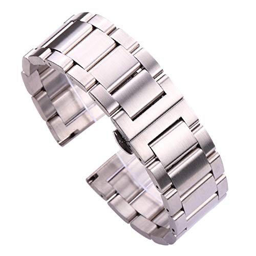NXNONEPD 18 20 21 22 23 24 mm Metall Uhrenbandgurt Männer Edelstahl Watchband Link Armband Doppelfalt Einsatz -Verschluss Armband von NXNONEPD