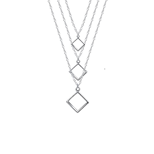 NXNONEPD 18 Zoll Kette Drei Quadratanhänger Halskette für Frauen Hochzeit Verlobungsfeier Juwely von NXNONEPD