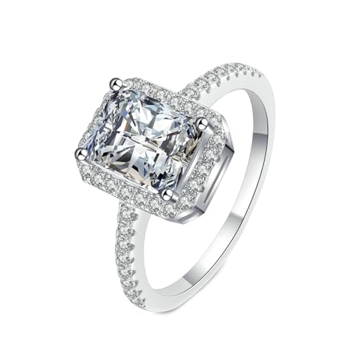 NXNONEPD 18K White Ring Women, Hochzeitsringe Bands Quadrathalo Ring mit Laborstörer Diamant 1CT Ringen von NXNONEPD