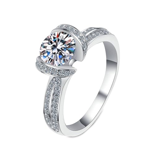 NXNONEPD 18K White Ring Women, Versprechungsring -Verlobungsring -Solitärring mit Laborausbau Diamond 1CT Ringen von NXNONEPD