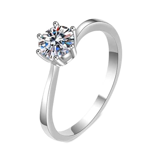 NXNONEPD 18K weiße Verlobungsringe Frauen, Jubiläumszeit des Hochzeitsbandes 6-Pong-Solitaire Ring mit Laborstörer Diamantring von NXNONEPD