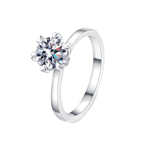 NXNONEPD 18k weißer Ringhochzeit, Frauenringe Verlobungs Solitärring mit runden Labor -DIAMOND 0,5CT Ring von NXNONEPD