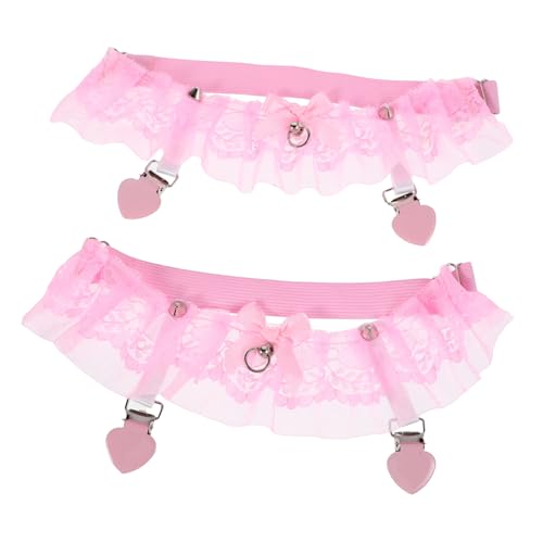 NXNONEPD 2 Stcs Bein Ring Ringspitze für Braut Männer Sockküste Unisex Socken Klemme Brautspitzen Bein festgelegtes Gurt Frauen Riemen Hochzeitsangebot rosa Stoff von NXNONEPD