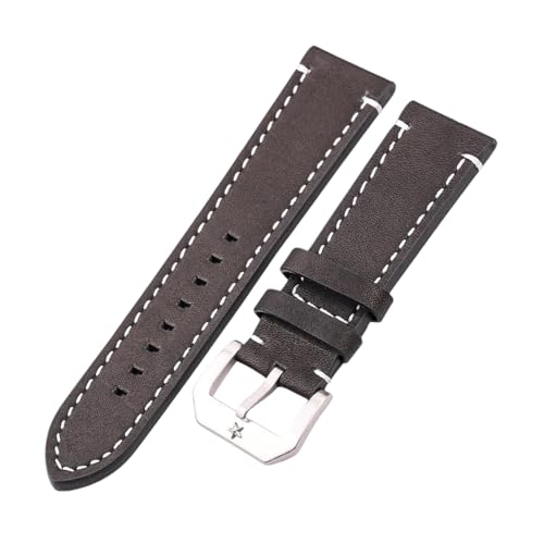 NXNONEPD 20 mm/24mm Frauen Männer Vintage echte Leder Uhrengurt mit Silber Pentagramm Stiftschnalle von NXNONEPD