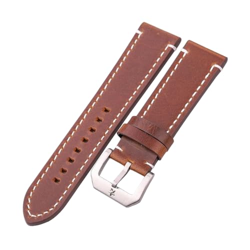 NXNONEPD 20 mm/24mm Frauen Männer Vintage echte Leder Uhrengurt mit Silber Pentagramm Stiftschnalle von NXNONEPD