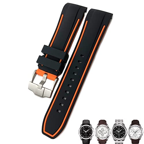 NXNONEPD 23mm 24mm Rubber Silicone Watch Strap Fit for Compatible with T035 T035627 Butterfly Buckle Replacement Black Blue Curved End Watch Bands von NXNONEPD