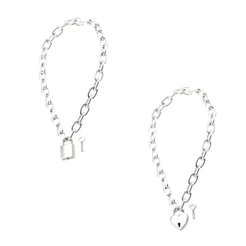 NXNONEPD 2pcs Mode Herz Charme Halskette Legierung Kette für Frauen Mädchen Hip Hop Anhänger Schmuck Schmuck von NXNONEPD