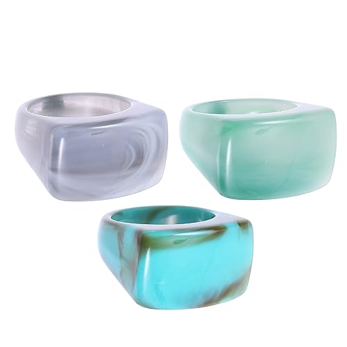 NXNONEPD 3pcs Marmormuster Acrylringe minimalistischer Fingerschmuck und stilvoller dekorativer Acrylring Frauen von NXNONEPD