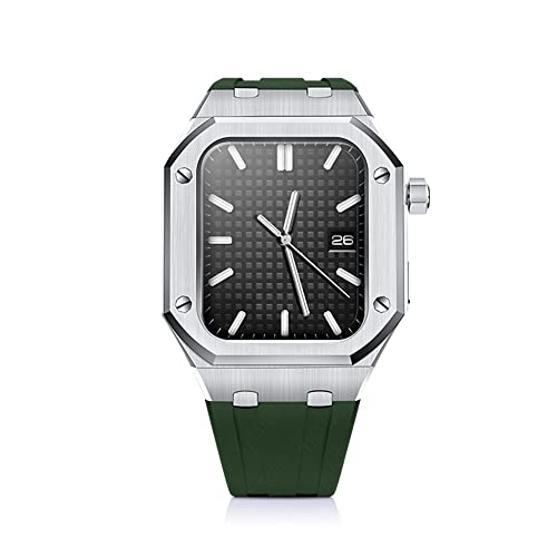 NXNONEPD 44mm Luxus -Fall -Modifikations -Kit für Band 44 Mod Kit Metal Ronel Gummi -Gurt für iWatch 4 5 6 SE -Bands Zubehör von NXNONEPD