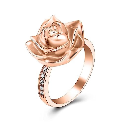 NXNONEPD 9 -Size Ashes Cremation Schmuck für Frauen Rose Blumenurne Ring Edelstahl Keepsake Jewelry Day Geschenk von NXNONEPD